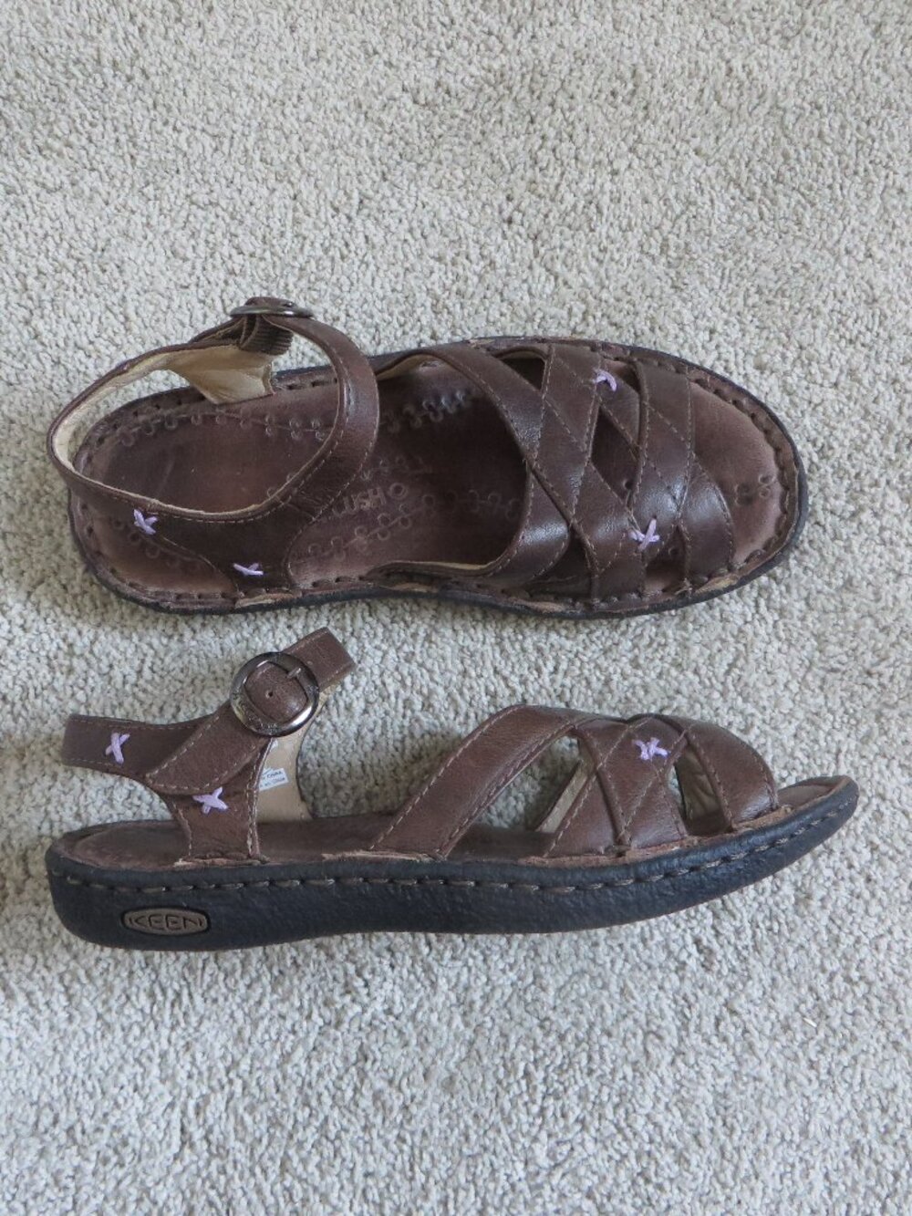 KEEN Hybridlife Karlie Womens Strappy Sandals Size 5 Brown/Purple Leather Retro
